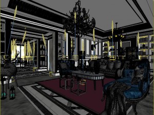stylish luxury home decoration - living room 6103 3D Model