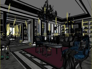 stylish luxury home decoration - living room 6103 3D Model