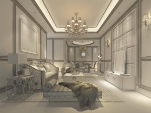 stylish luxury home decoration - living room 6104 3D Model