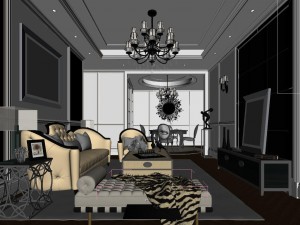 stylish luxury home decoration - living room 6104 3D Model