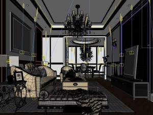 stylish luxury home decoration - living room 6104 3D Model