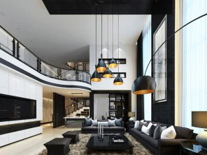 şık lüks ev dekorasyonu - oturma odası 6105 3D Model