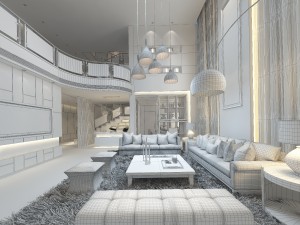 stylish luxury home decoration - living room 6105 3D Model