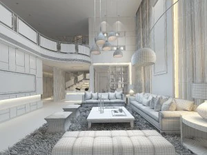 stylish luxury home decoration - living room 6105 3D Model