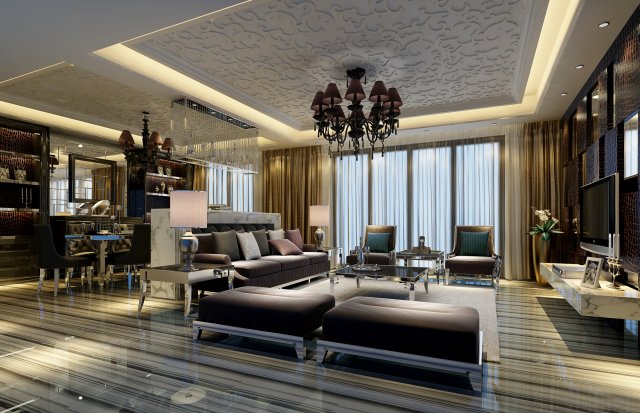 stylish luxury home decoration - living room 6106 3D Model .c4d .max .obj .3ds .fbx .stl .blend 