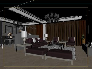 stylish luxury home decoration - living room 6106 3D Model