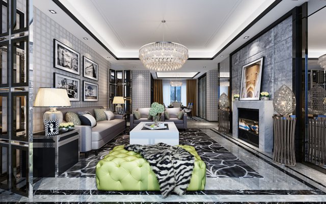 stylish luxury home decoration - living room 6107 Modèle 3D .c4d .max .obj .3ds .fbx .stl .blend 