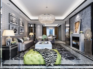 stylish luxury home decoration - living room 6107 Modello 3D