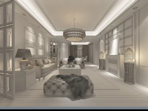 stylish luxury home decoration - living room 6107 3D Model