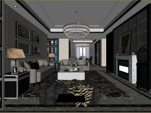 stylish luxury home decoration - living room 6107 3D Model