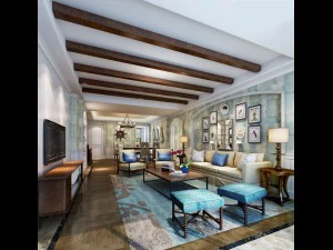 スタイリッシュで豪華な家の装飾 - リビングルーム 6109 3Dモデル