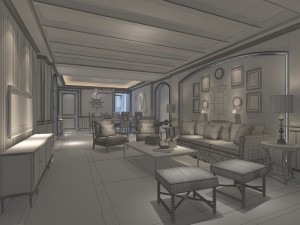 stylish luxury home decoration - living room 6109 3D Model
