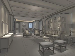 stylish luxury home decoration - living room 6109 3D Model