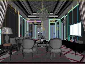 stylish luxury home decoration - living room 6111 Modèle 3D