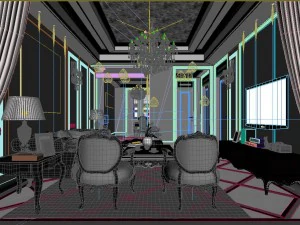 stylish luxury home decoration - living room 6111 3D Model
