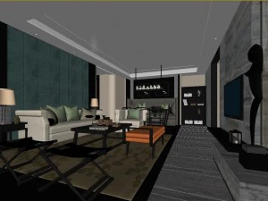 stylish luxury home decoration - living room 6112 3D Model