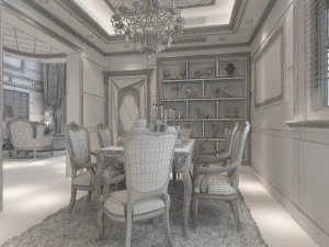 stylish luxury home decoration - living room 6114 3D Model
