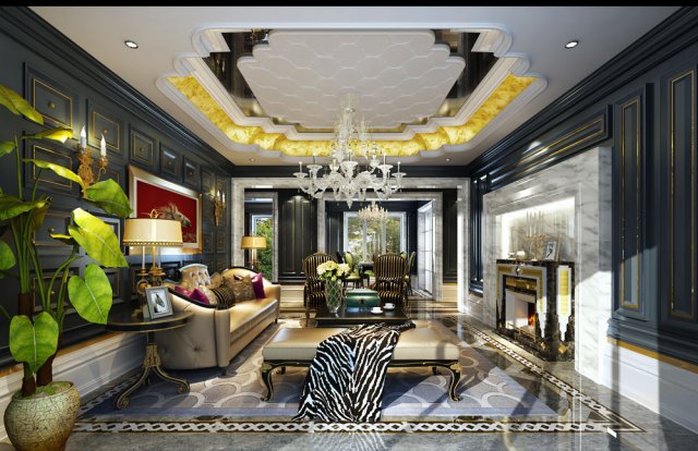 stylish luxury home furnishings - living room 6115 3D 모델 .c4d .max .obj .3ds .fbx .stl .blend