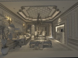 stylish luxury home furnishings - living room 6115 3D 모델