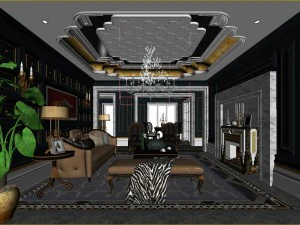 stylish luxury home furnishings - living room 6115 3D Model