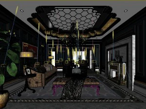 stylish luxury home furnishings - living room 6115 3D Model