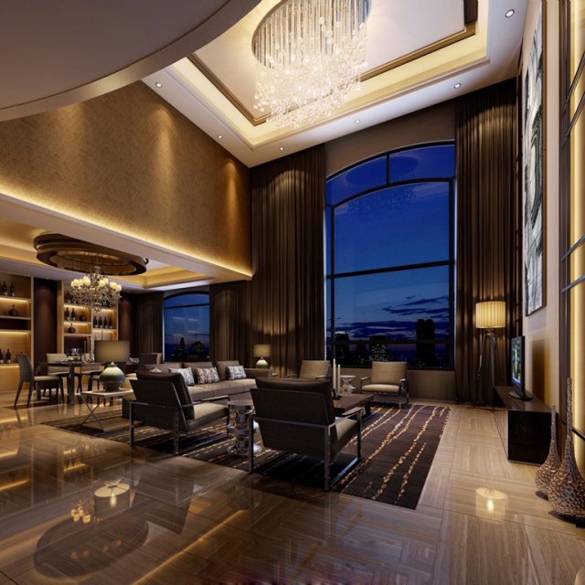 stylish luxury home decoration - living room 6117 3D Model .c4d .max .obj .3ds .fbx .stl .blend