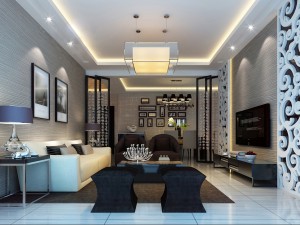 stylish luxury home decoration - living room 6118 3D Model