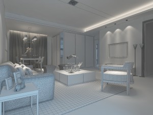 stylish luxury home decoration - living room 6120 3D Model