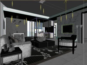 stylish luxury home decoration - living room 6120 3D Model