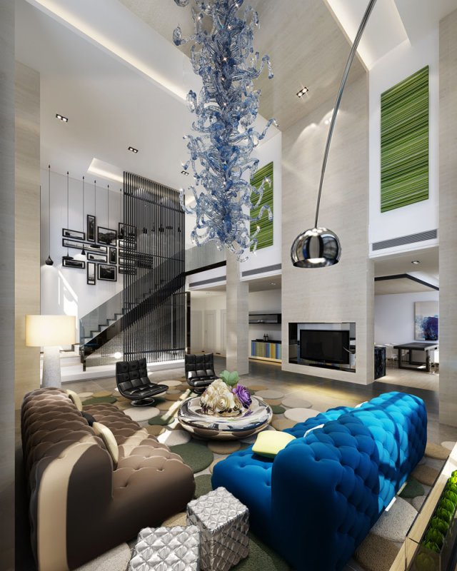 stylish luxury home decoration - living room 6121 Model 3D .c4d .max .obj .3ds .fbx .stl .blend 