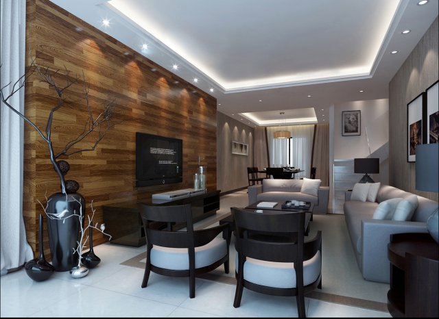 stylish luxury home decoration - living room 6123 Modello 3D .c4d .max .obj .3ds .fbx .stl .blend 
