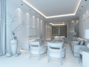 stylish luxury home decoration - living room 6123 Modello 3D