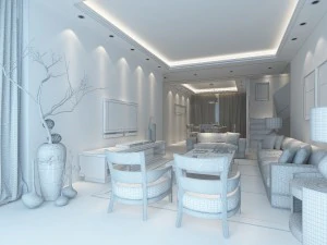 şık l&uuml;ks ev dekorasyonu - oturma odası 6123 3D Model