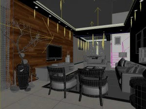 şık l&uuml;ks ev dekorasyonu - oturma odası 6123 3D Model