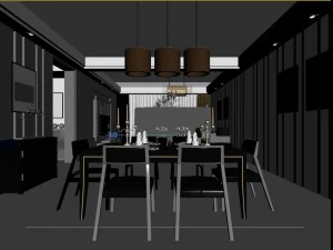 stylish luxury home decoration - living room 6124 3D Model