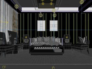 stylish luxury home decoration - living room 6124 3D Model