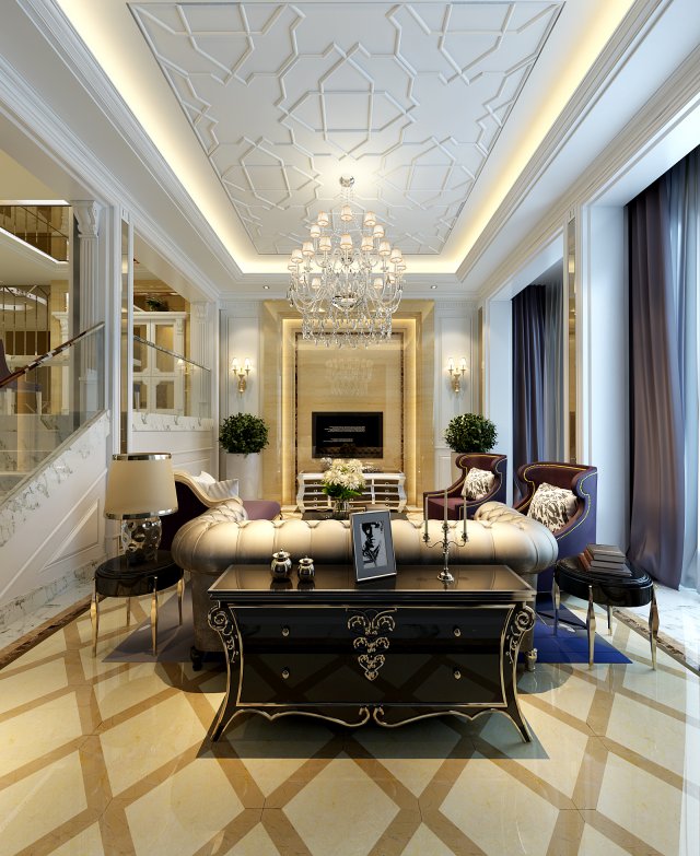 stylish luxury home decoration - living room 6129 Modèle 3D .c4d .max .obj .3ds .fbx .stl .blend 