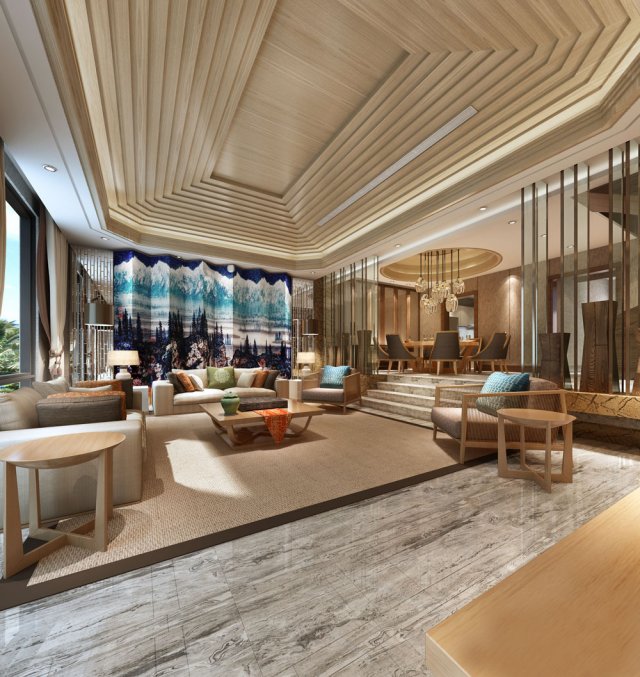 stylish luxury home decoration - living room 6132 3D Модель .c4d .max .obj .3ds .fbx .stl .blend 