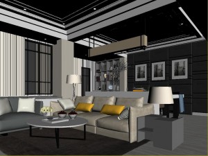 stylish luxury home decoration - living room 6133 3D Model