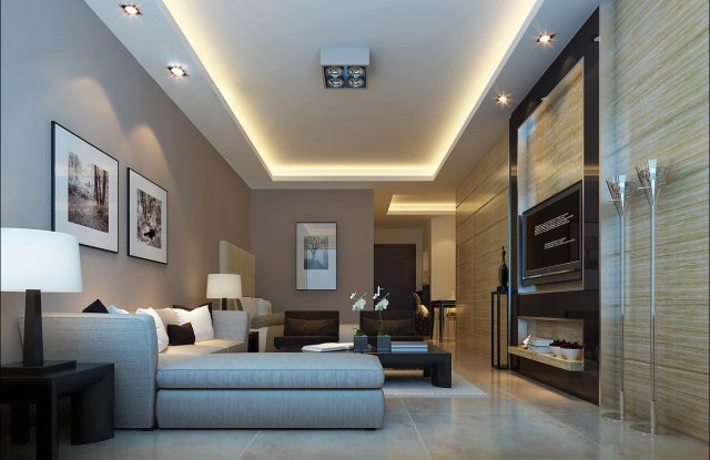 stylish luxury home furnishings - living room 6136 Model 3D .c4d .max .obj .3ds .fbx .stl .blend 
