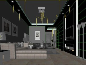 stylish luxury home furnishings - living room 6136 3D Model
