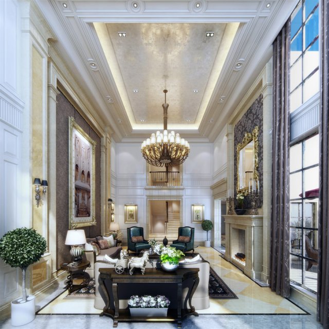 stylish luxury home decoration - living room 6137 Modèle 3D .c4d .max .obj .3ds .fbx .stl .blend 