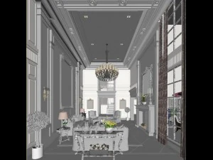 stylish luxury home decoration - living room 6137 3D Model