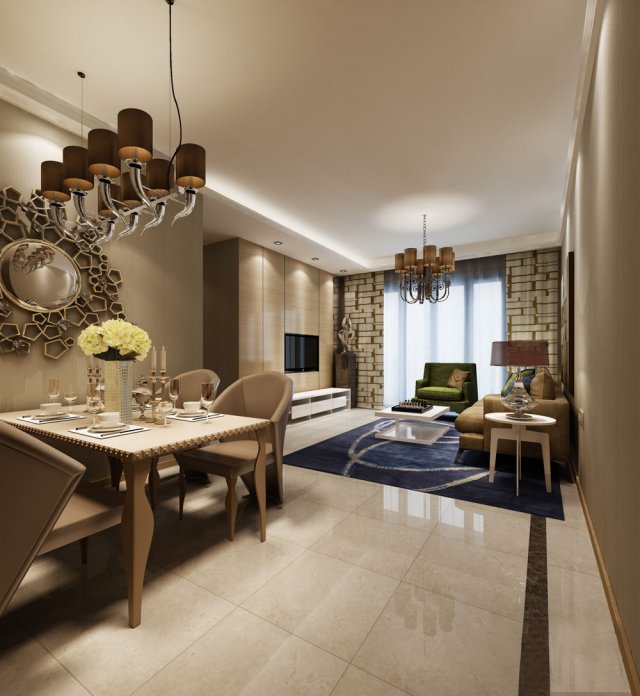 stylish luxury home decoration - living room 6138 Modelo 3D .c4d .max .obj .3ds .fbx .stl .blend 