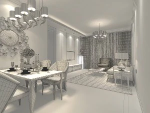 stylish luxury home decoration - living room 6138 3D Model