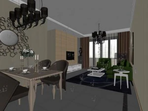 stylish luxury home decoration - living room 6138 3D Model