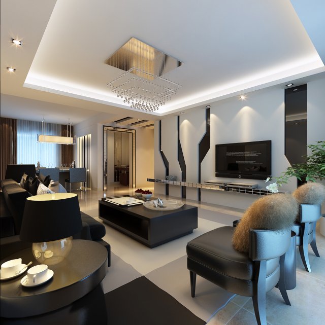 stylish luxury home decoration - living room 6140 Modelo 3D .c4d .max .obj .3ds .fbx .stl .blend 