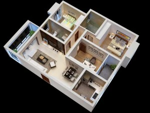 stylish luxury home decoration - living room 6143 3D Model