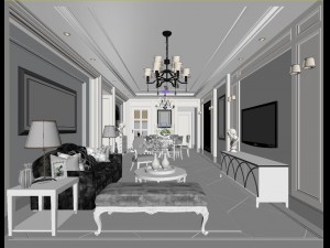 stylish luxury home decoration - living room 6144 Modelo 3D