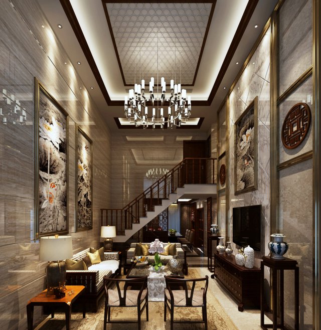 stylish luxury home decoration - living room 6147 3Dモデル .c4d .max .obj .3ds .fbx .stl .blend 